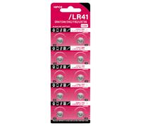 Piles boutons alcalines LR41 1,5 V, lot de 10