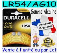DURACELL LR54 Lot de 2 piles alcalines spéciales 1,5V 189 / LR1130, puissance longue durée, pour thermomètres numériques / calculatrices / montres / panneaux de systèmes de sécurité / appareils médica
