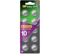 Piles CR2025 - Lot de 10 Piles | GP Extra | Batteries CR 2025 Lithium 3v - Longue durée pour dispositifs Portables, Porte-clés