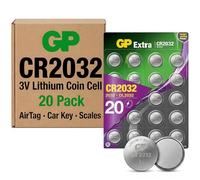 Piles CR2032 - Lot de 20 | GP Extra | Bouton Lithium CR 2032 3V- Haute Performance pour dispositifs Portables et médicaux, Porte-clés et balances