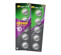 Piles CR2450 - Lot de 10 Piles | GP | Batteries Bouton 2450 Lithium 3V - Longue durée