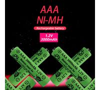 Piles de remplacement alcalines rechargeables Ni-MH AAA 1,2 V 3000 mAh - Pack polyvalent longue durée 16PCS