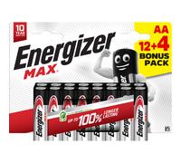 Piles Energizer Max AA (x12+4 offertes) 16.7x11.4x3.1cm