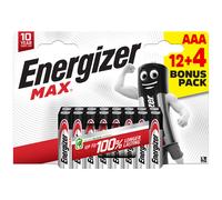 Piles Energizer Max AAA (x12 + 4 offertes) 16.7x11.4x2.2cm