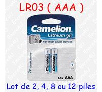 Camelion Piles LR03/FR03 Lithium 1,5V - Pack de 4