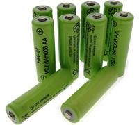 Piles rechargeables à énergie solaire - AA - haute capacité - lot de 10 - vert