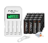 Piles rechargeables AA, capacité 3000mAh, faible autodécharge, 1,2V, 16AA et chargeur