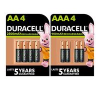 Piles rechargeables AA et AAA Duracell (lot de 4 + 4 piles)
