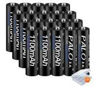 Piles rechargeables AAA, capacité de 1 100 mAh, faible autodécharge, lot de 20 piles AAA