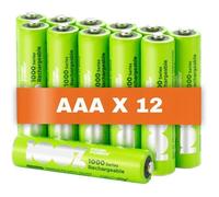 Piles Rechargeables AAA - Lot de 12 Piles | 100% PeakPower | Batteries AAA LR3 Rechargeables 1.2v Minh 800 mAh | Pré-Chargées