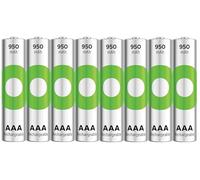 Piles Rechargeables AAA Lot de 8 Batteries Rechargeables GP Recyko, 950 mAh, éco-durables, Piles Rechargeables jusqu'à 500 Fois et prêtes à l'emploi