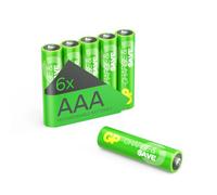Piles Rechargeables AAA NiMh 650 mAh - Lot de 6 | GP Charge & Save| Préchargées, Longue durée, résistantes aux températures extrêmes | Idéales pour téléphones sans Fil, Lampes, Accessoires PC, Jouets