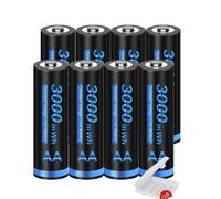 Piles rechargeables, capacité 3000mWh, chargeur AA & AAA, 8 piles AA