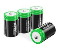 Piles Rechargeables D, 12000mAh Ni-MH 1,2V Piles Rechargeables Type D (HR20), Remplacer Les Piles Alcalines D (LR20) à Usage Unique, Rechargeables jusqu'à 1200 Fois, Lot de 4