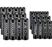 Piles rechargeables, haute capacité, compatibilité polyvalente, 12AA et 12AAA