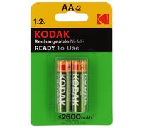 Piles rechargeables KODAK LR6 (AA) NiMH 2600mAh - Blister de 2 piles
