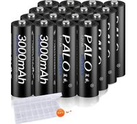 Piles rechargeables Ni-MH 1,2 V AA, capacité 3000 mAh, technologie NI-MH, 16 AA