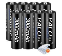 Piles rechargeables NiMH, compatibilité étendue, lot de 8 piles AA