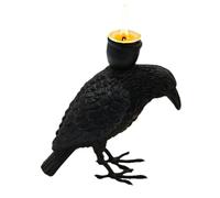 Pilier De Corbeau De Sorcière - Candélabre De Table Sur Le Thème De L'horreur Sombre, Finition Antique, Sculpture Animale, Affichage Conique, Pièce Gothique, Cheminée Esthétique, Figurine De Foyer | S