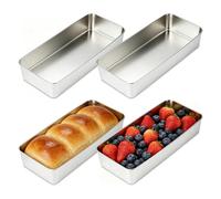 Pilikoll 4Pièces Moules à Pain Rectangulaires en Acier Inoxydable Pour Pain | Rectangulaire Plaque de Cuisson,Moule à Pain en inoxydable Plat à Rôtir Antiadhésif,Pour Gâteau Toast Desserts Tarte Lasagne