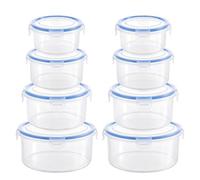 Pilikoll 8 Pièces Ronde Boîte Plastique Alimentaire avec Couvercle | 300ml+600ml+1000ml+1500ml, Boite Hermetique Alimentaire, Circulaire Boite Alimentaire Plastique,pour Compotes Purées Yaourts