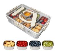 Pilikoll Boîte à Goûter avec 8 Compartiments en Acier Inoxydable | Boîte à Goûter avec Poignées et Couvercles,Indépendants Snack Box avec Compartiment,pour Collations Bonbons Biscuits Desserts