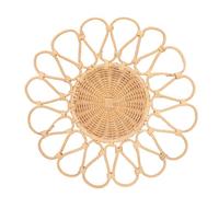 Pilipane Décoration murale en rotin créative tissée à la main avec fleurs en rotin à suspendre pour salon, couloir, chambre à coucher, forme unique de tournesol, grand diamètre, 38 cm de