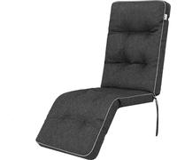 Pillowprim coussin pour chaise de jardin Ilona - 160×50 cm, résistant aux UV, pour fauteuil avec tabouret, noir