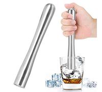 Pilon Cocktail,pilon cuisine,Pilons à Cocktail en Acier Inoxydable,Muddler Denté En Inox,glace carbonique pour cocktails,Pilons Mojito,Mélangeur à Cocktails Outil de Barre,22,5cm