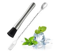 Pilon en Acier Inoxydable,2 PCS Pilon à Cocktail en Acier Inoxydable Pilon Mojito pour Concasser des Glaçons et Mélanger Cocktails Outil de Bar Professionnel pour Cuisine et Maison