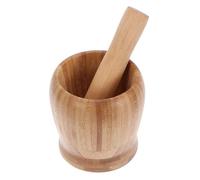 Pilon Mortier Ensemble de pilon et mortier en bois, presse-purée à main, broyeur ail épices, bol for, herbes, poivre, assaisonnements, pilules(Wood color S)
