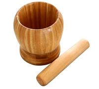 Pilon Mortier Ensemble de pilon et mortier en bois, presse-purée à main, broyeur ail épices, bol for, herbes, poivre, assaisonnements, pilules(Wood color L)