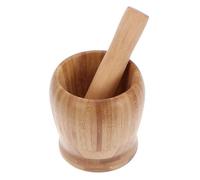 Pilon Mortier Ensemble de pilon et mortier en bois, presse-purée à main, broyeur ail épices, bol for, herbes, poivre, assaisonnements, pilules(Wood color S)
