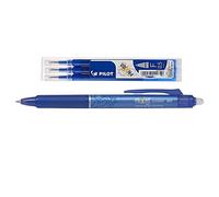 Pilot - 1 Etui de 3 Recharges pour Stylo Frixion Ball et Clicker Extra Fin Bleu (Pointe 0,5 mm) + 1 Stylo Frixion Clicker Extra Fin Bleu (Pointe 0,5 mm)