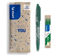 PILOT - 1 FriXion Ball + 3 Recharges - Stylo Effaçable - Vert | Encre Thermosensible - Écriture Fluide, Propre, Sans Ratures - Recharges Incluses - Pointe Moyenne 0,7mm