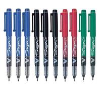 PILOT 10 stylos V Sign Pen marqueurs (3 bleu, 3 noir, 2 rouge, 2 vert)