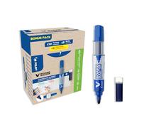 Pilot Pen - Marqueurs effaçables V-Board Master Pack 10 + 10 recharges (5 offertes) Bleu