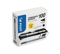 Pilot 100 Marqueur permanent pointe ogive 1 mm noir (Pack Promo 15 + 5 OFFERTS)