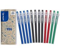 PILOT - 12 FriXion Ball Stick - Stylo Effaçable | Encre Thermosensible - Écriture Propre, Sans Ratures - 4 Bleu, 4 Noir, 2 Rouge, 2 Vert - Pointe Moyenne 0,7mm