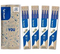 PILOT - 12 Recharges FriXion Ball - Effaçable - Bleu - Pointe Moyenne | Encre Gel Effaçable - Compatible Stylos FriXion Ball et Ball Clicker - Bleu - Pointe Moyenne (0,7mm)