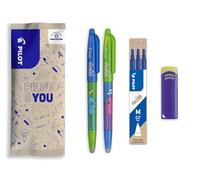 PILOT - 2 FriXion Ball + 3 Recharges + 1 Gomme OFFERTE - Stylo Effaçable | Encre Bleue - Édition Limitée Friends - Stylo d'Amitié - Musique - Rechargeable - Pointe Moyenne (0,7mm)