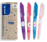 PILOT - 3 FriXion Ball + 1 Surligneur FriXion Light - Stylo Effaçable | Encre Bleue - Édition Limitée Sweet Paradise - Rollers Rechargeables - Corps Bleu, Rose, Violet - Pointe Moyenne