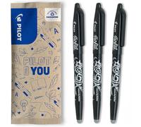 PILOT - 3 FriXion Ball - Stylo Effaçable Rechargeable - Noir | Encre Thermosensible - Écriture Fluide, Propre, Sans Ratures - Noir - Pointe Moyenne 0,7mm