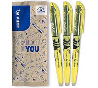 PILOT - 3 Surligneurs Frixion Light - Surligneurs effaçables aux couleurs fluos - Jaune - Pointe biseautée pour tracé fin ou plus large