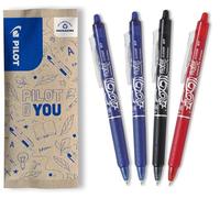 PILOT - 4 FriXion Ball Clicker - Stylo Effaçable Rétractable | Encre Thermosensible - Grip Ergonomique - Écriture Fluide, Propre, Sans Ratures - 2 Bleu, 1 Noir, 1 Rouge - Pointe Moy. 0,7mm