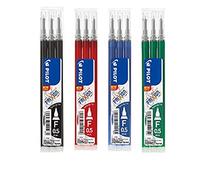 Pilot, 4 Lot de 3 set de recharge pour Stylo Frixion Point- couleurs classiques: Noir/Bleu/Rouge/Vert