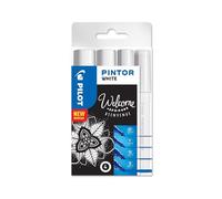 PILOT - 4 Pintor, Marqueur Peinture - Blanc - EF, Fine, Moyenne, Large | Base Eau - Textile, Verre, Bois, Pierre, DIY - Séchage Rapide - Blanc - 4 Épaisseurs de Trait