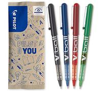 PILOT - 4 V-Ball 05 - Stylo Roller Encre Liquide - Noir, Bleu, Rouge, Vert | Écriture Fluide, Précise et Légère - Séchage Rapide - Noir, Bleu, Rouge, Vert - Pointe Fine Conique 0,5mm