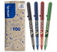 Pilot Pen Stylos roller V-Ball 07 – Lot de 4 Noir/Bleu/Rouge/Vert – Pointe conique moyenne
