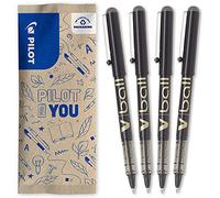 PILOT - 4 V-Ball 07 - Stylo Encre Liquide - Noir - Pointe Moyenne (0,7mm) | Écriture Fluide, Précise et Légère - Séchage Rapide - Noir - Pointe Conique Moyenne 0,7mm - Tracé 0,4mm